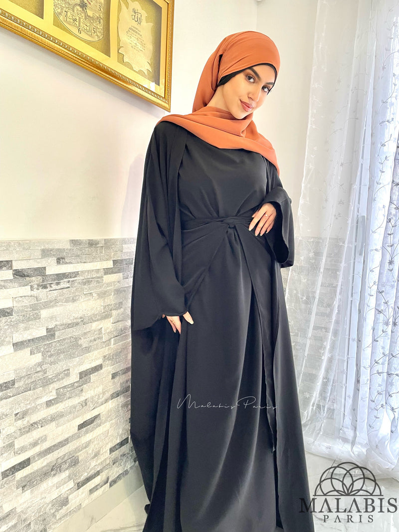 ABAYA ENSEMBLE TROIS PIECES - KIMONO ROBE JUPE