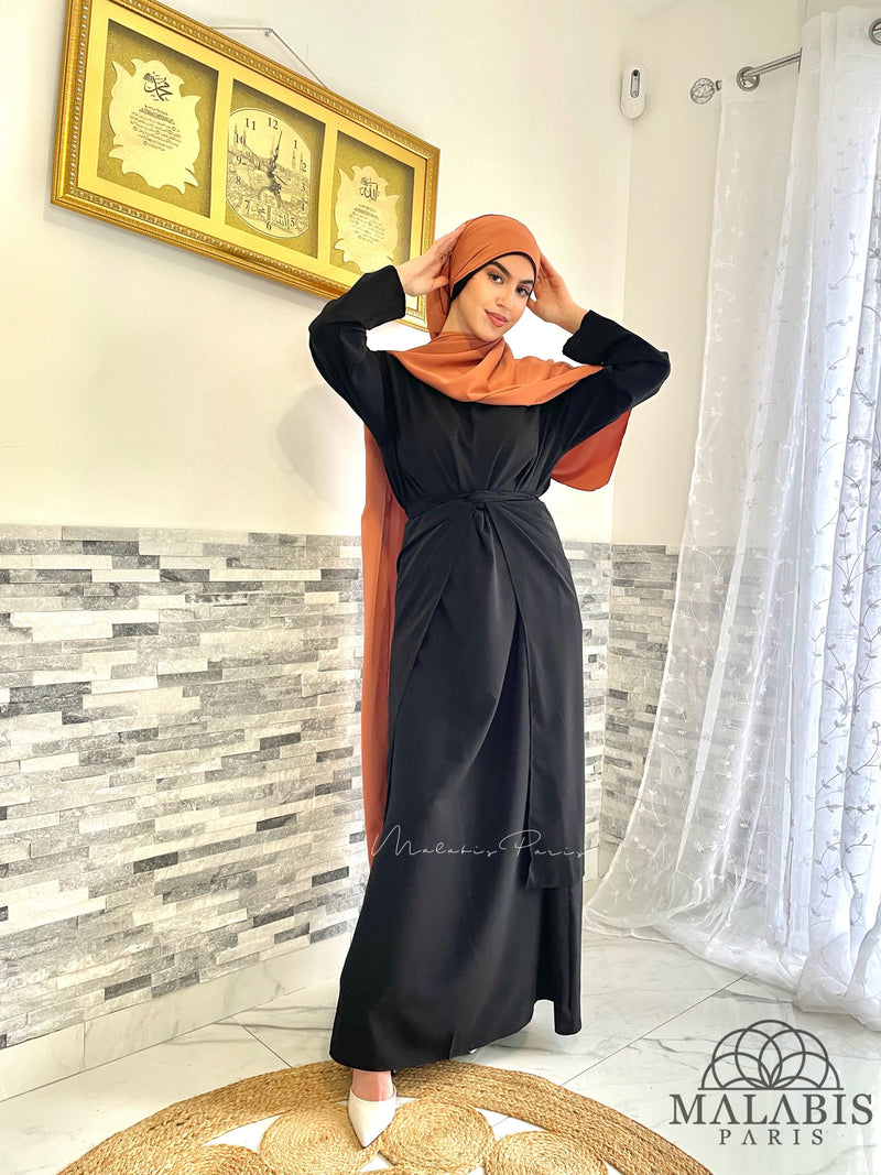 ABAYA ENSEMBLE TROIS PIECES - KIMONO ROBE JUPE