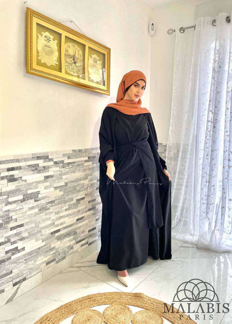 ABAYA ENSEMBLE TROIS PIECES - KIMONO ROBE JUPE