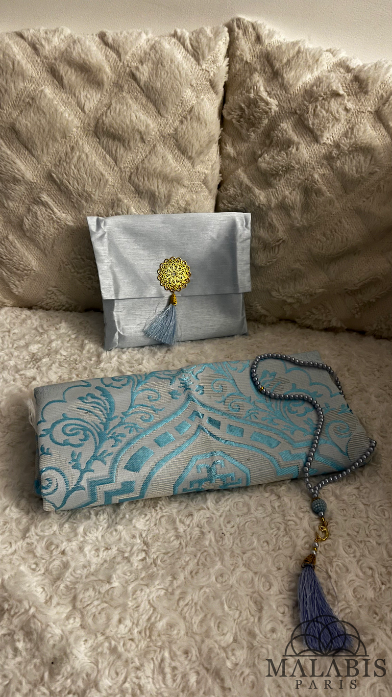 Tapis de prière et Tasbih en coffret dans pochette