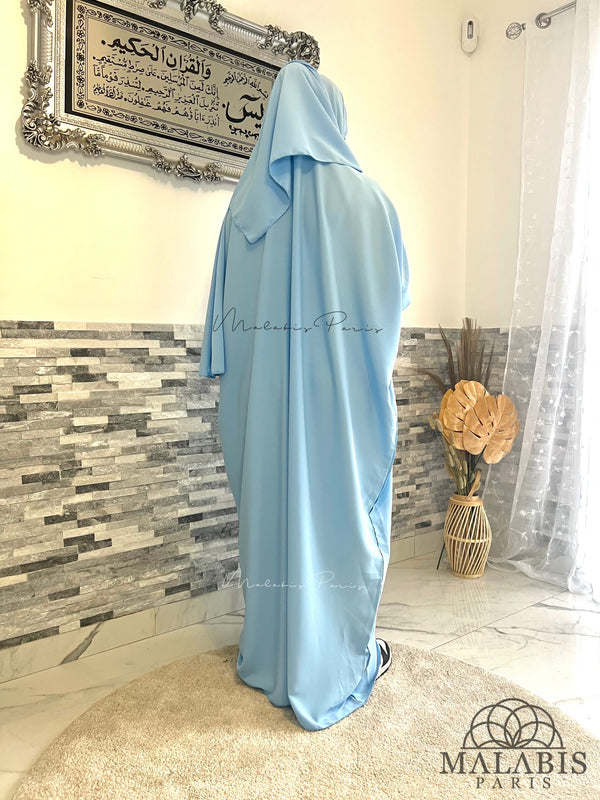 Abaya avec voile intégré | BLEU CLAIR