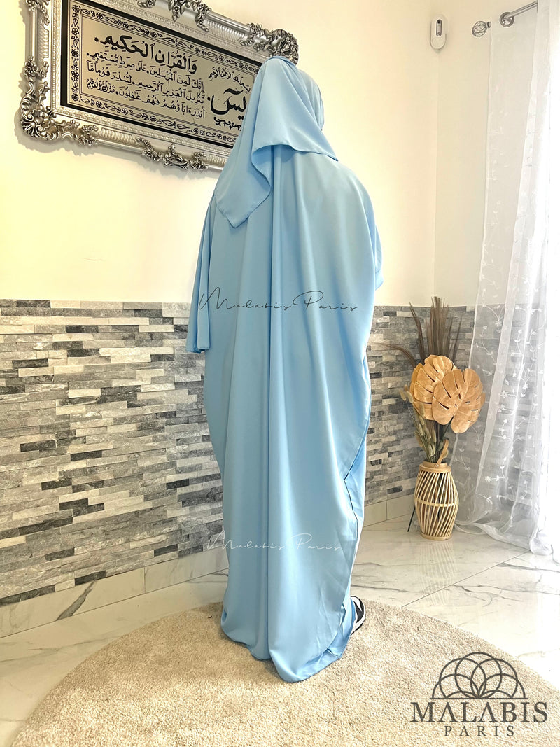 Abaya avec voile intégré | BLEU CLAIR